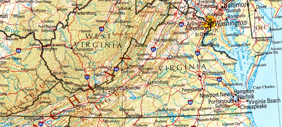 maps of virginia. Virginia map