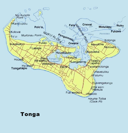Tonga Islands map